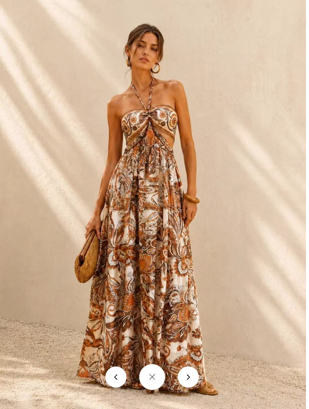NWT Commense Halter Cutout Paisley Midi Dress Sz S
